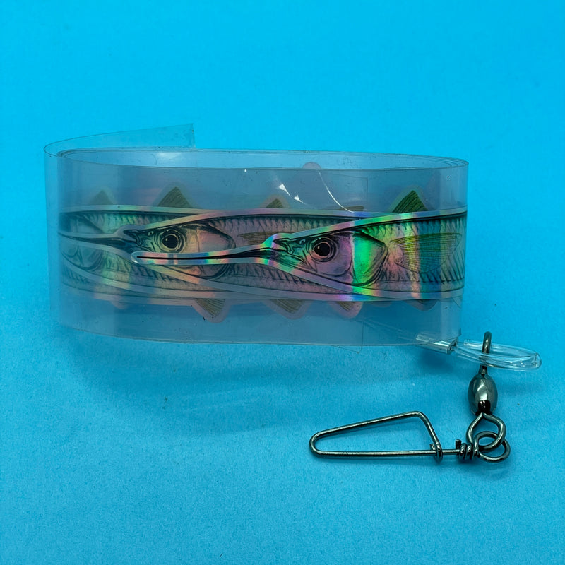 Single Narrow Holographic Fish Strip 1.2m with Snap Swivel