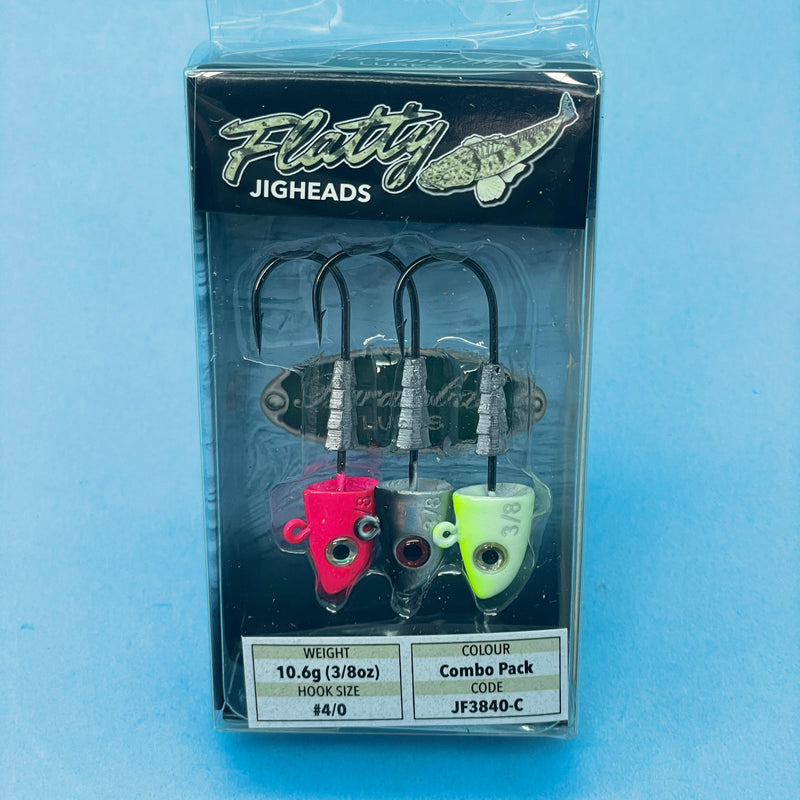 Barambah Flatty Jig Heads - Combo Pack - 3/8oz 4/0