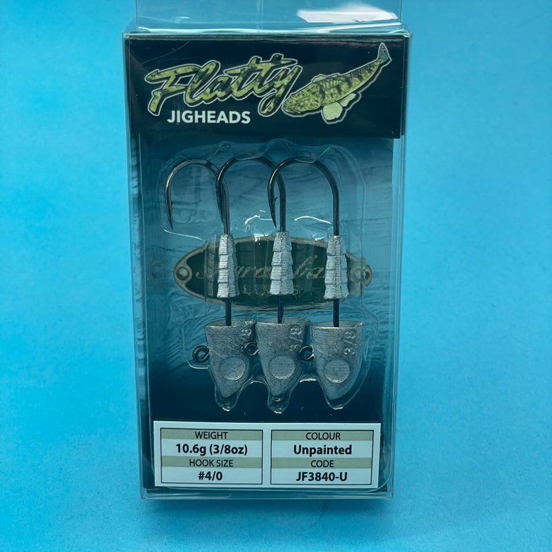 Barambah Flatty Jig Heads - Unpainted - 3/8oz 4/0