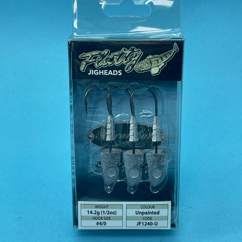 Barambah Flatty Jig Heads - Unpainted - 1/2oz 4/0