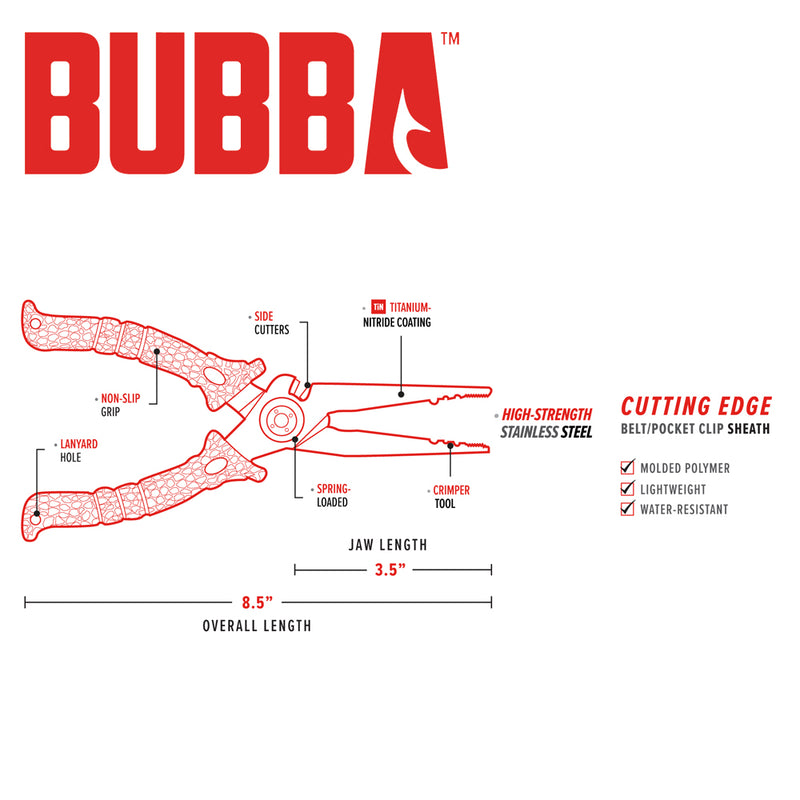 BUBBA 8.5 Inch Stainless Steel Fishing Pliers