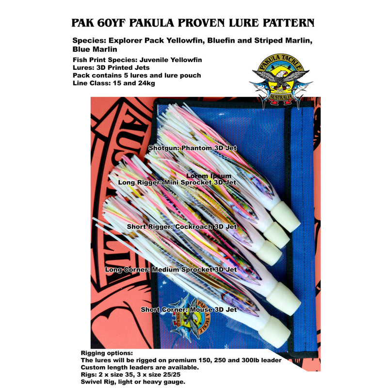 Pakula Pak 60 - Yellowfin Fish Print Explorer Pack - RIGGED