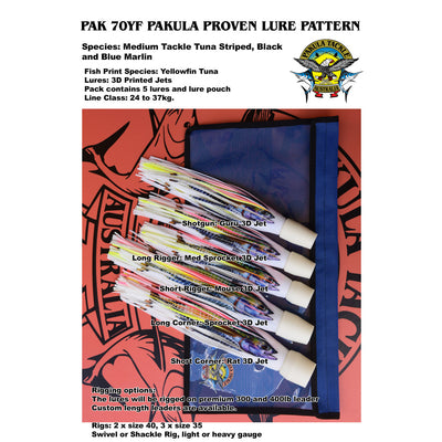 Pakula Pak 70 - Yellowfin Fish Print Lure Pack - 15kg to 24kg - UNRIGGED